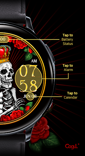 Skull Crown RoseCard_Watchface Screenshot 1