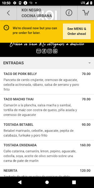 Koi Negro Cocina Urbana Screenshot 2