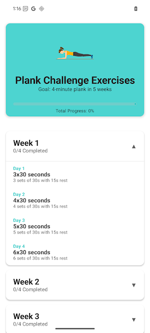 Plank Challenge Exercises Screenshot 2