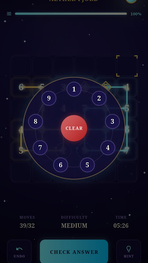Number Wave: Cosmic Math Grid Screenshot 1