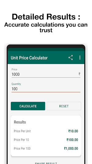Unit Price Calculator Screenshot 2