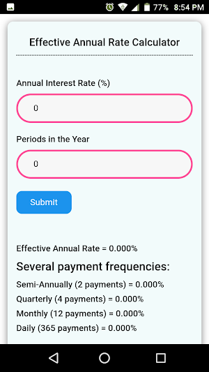 Effective Annual Rate Calculator Screenshot 0