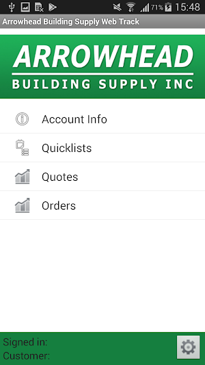 Arrowhead Building Supply Web Track Screenshot 1
