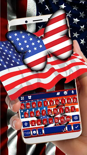 Us Flag Butterfly Keyboard Theme Screenshot 0
