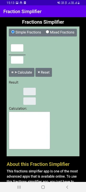 Fraction Simplifier Screenshot 1