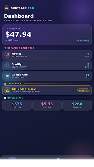SubTrack: Subscription Tracker Screenshot 0