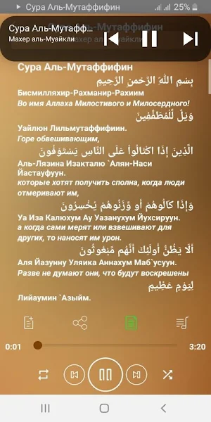 Сура Аль-Мутаффифин аудио Screenshot 1