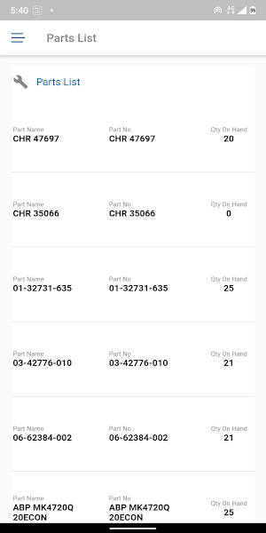 Parts Consignment Screenshot 1