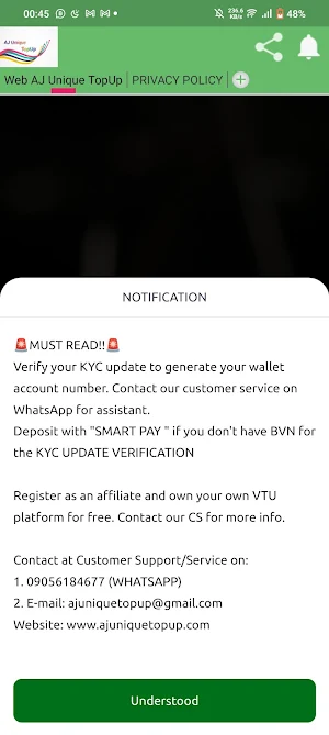 Aj Unique TopUp Screenshot 2
