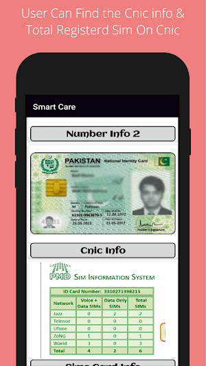 Smart Care - Mobile No & Cnic Details Screenshot 2