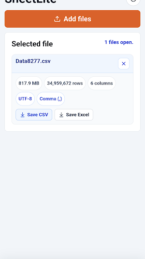 SheetLite: Large CSV & Excel Screenshot 0