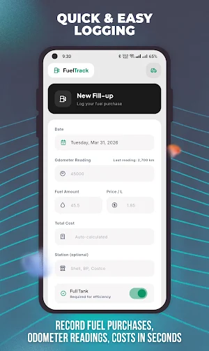 FuelTrack: Simple Fuel Tracker Screenshot 1