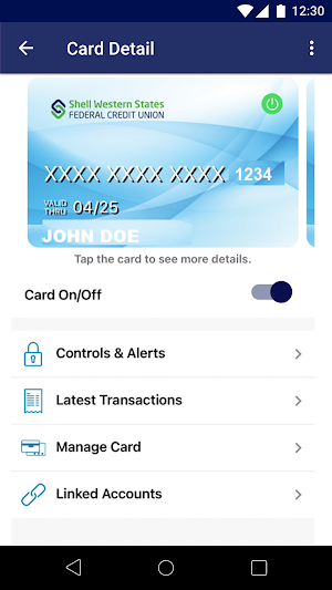 SWSFCU Card Nav Screenshot 1