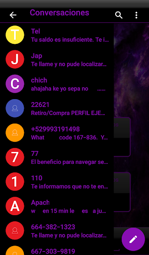 THEME EVOLVESMS SPACE PURPLE Screenshot 3