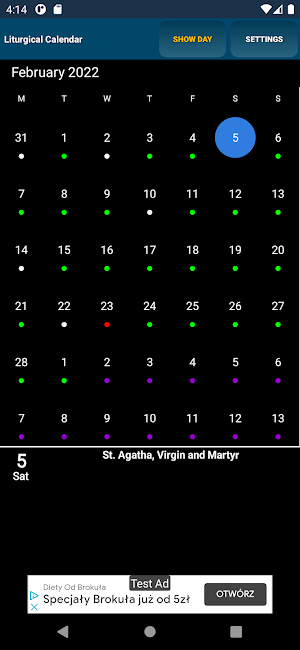 Liturgical Calendar Screenshot 0