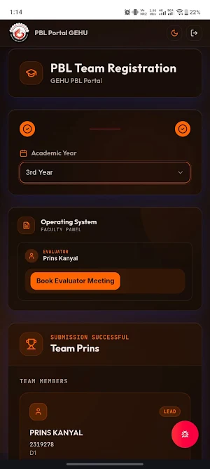 GEHU PBL Portal Screenshot 1