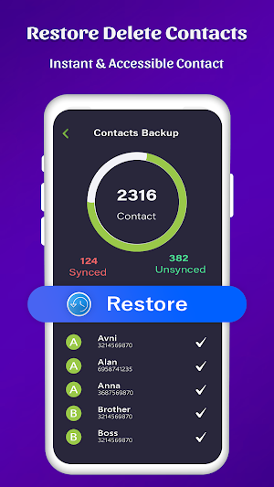 Restore deleted contacts Screenshot 1