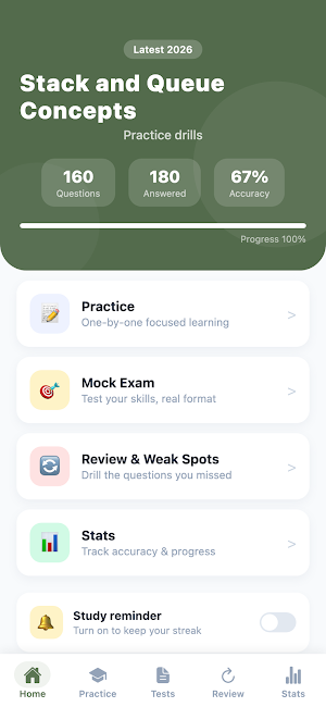 Stack and Queue Concepts Quiz Screenshot 0