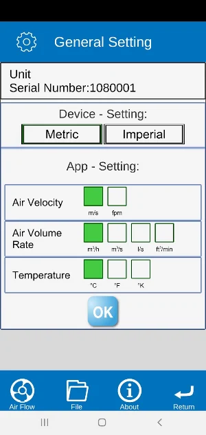FA 4xx Fan Anemometer App Screenshot 3