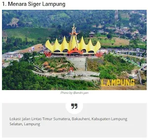 Lampung Tourist Places Screenshot 0