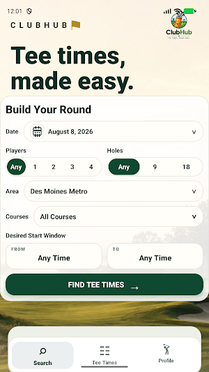 ClubHub - Tee Times Screenshot 0