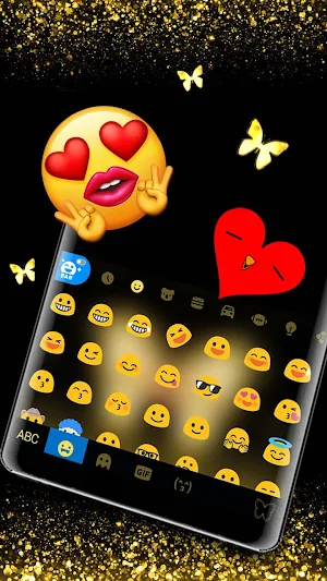 Shine Gold Butterfly Keyboard Background Screenshot 2