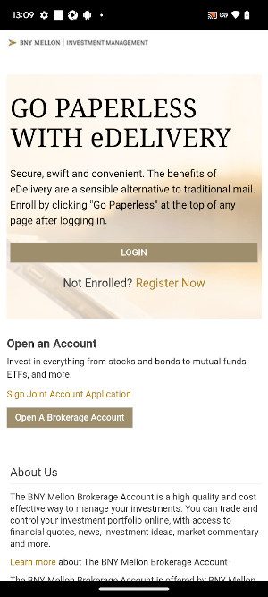 BNY Mellon Brokerage Account Screenshot 1