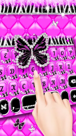 Luxury Butterfly Zebra Keyboard Theme Screenshot 2