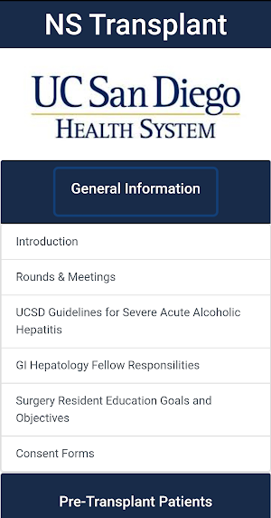 UCSD Transplant Clearinghouse Screenshot 1