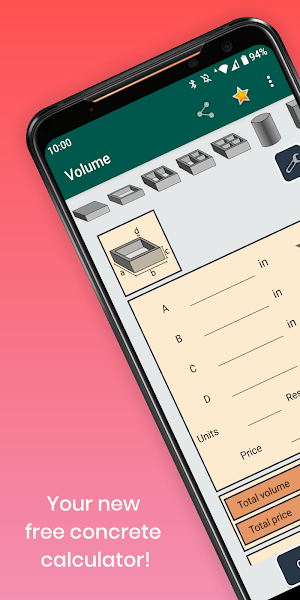 Concrete calculator in feet & meters - work budget Screenshot 0