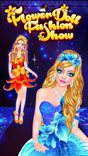 Flower Doll Fashion Show Salon Dress Up Game Screenshot 0