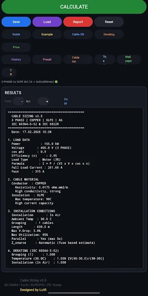 Cable Sizing Pro Screenshot 1