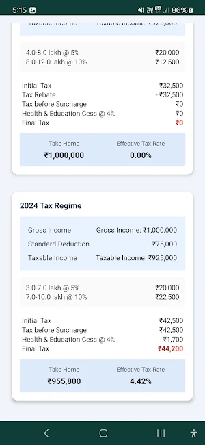Income Tax Calculator - 2025 Screenshot 2
