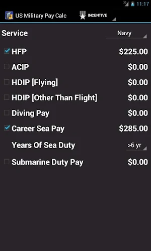 US Military Pay Calc Screenshot 1