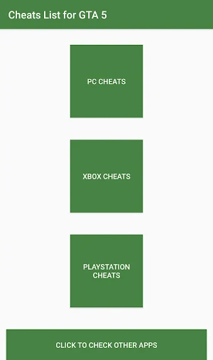 Cheat Codes List for V Screenshot 0