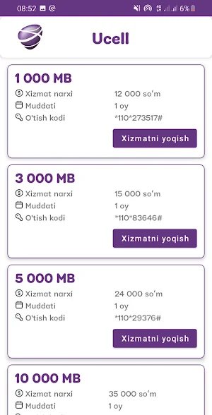 USSD Kodlar Uzmobile,Beeline.. Screenshot 2