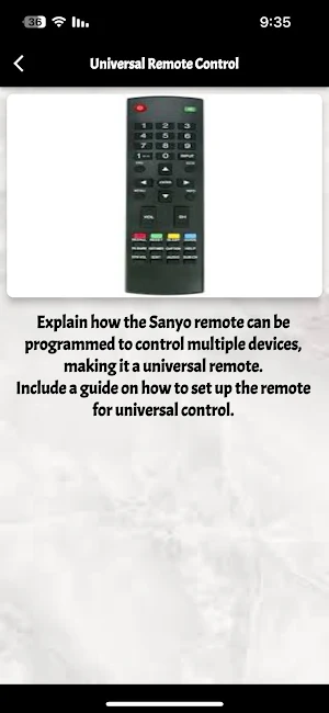 sanyo tv remote guide Screenshot 2
