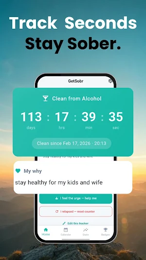 Days Clean Tracker: GetSobr Screenshot 1