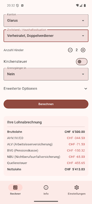 Swiss Salary & Tax Calculator Screenshot 2