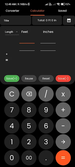Feet & Inch Calculator Plus Screenshot 0