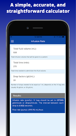 IV Infusion Calculator: Pump & Dosage Calculations Screenshot 1