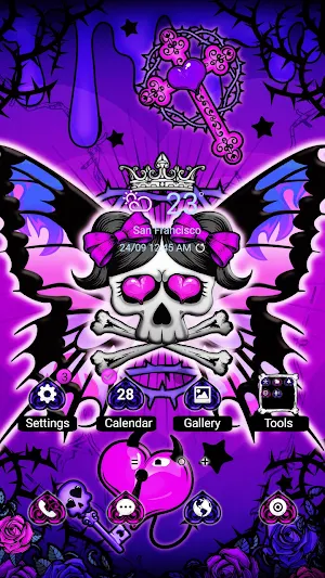 Skull Cute Butterfly-Wallpaper Screenshot 0