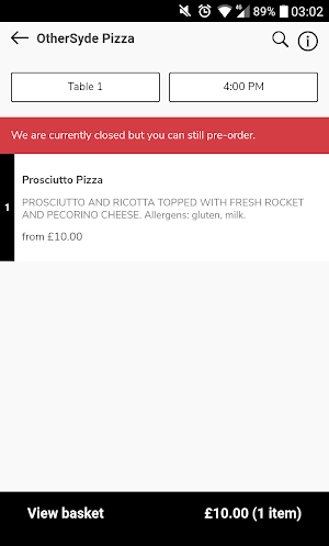OtherSyde: Food & Drinks Menu Screenshot 1