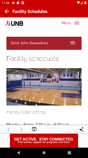 UNB Saint John Rec Services Screenshot 1