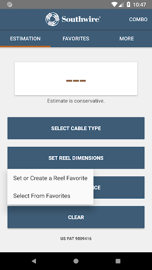 Southwire Partial Reel Calc Screenshot 2