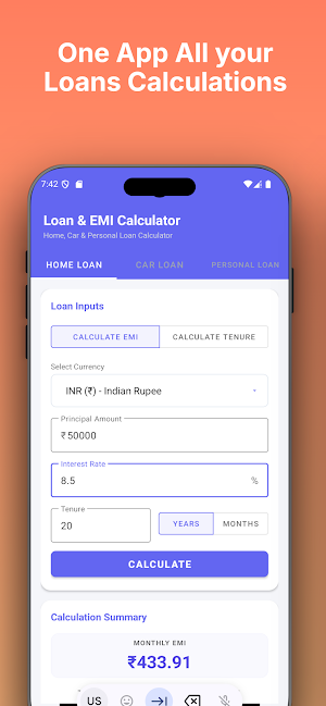 EMI Calculator - Loan & Home Screenshot 0