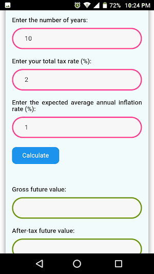 Inflation & Tax Adjusted Savings Calculator Screenshot 3