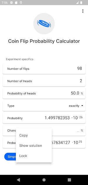 Coin Flip Probability Screenshot 3