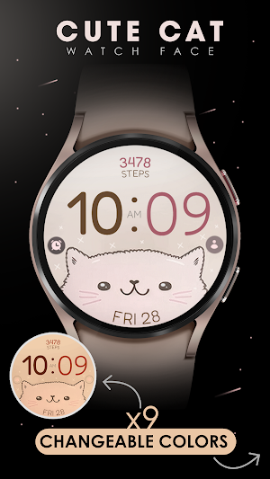Lovely Cat digital watch face Screenshot 2