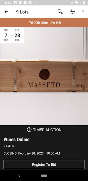 Wines Online Auction Screenshot 1